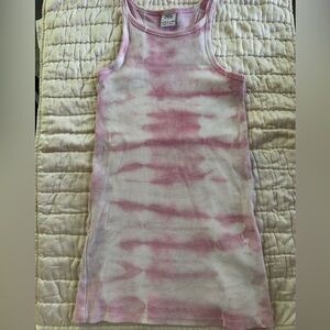 Zara Pink and White Tie-Dye Tank Dress